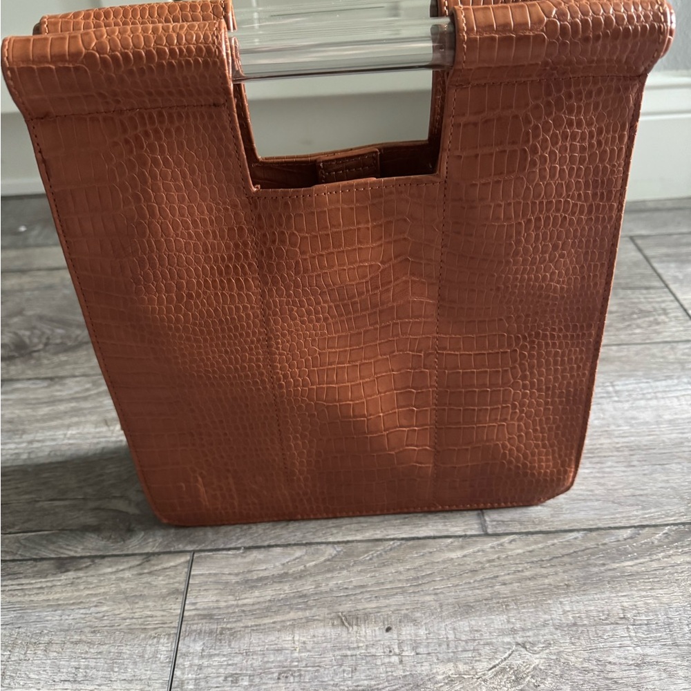 BEIS Croc-Embossed Tan Tote Bag